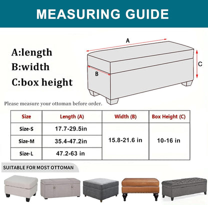 13) KRFOONN Rectangle Ottoman Covers Stretch Folding Storage Ottoman Bench Cover Printed Storage Footstool Covers