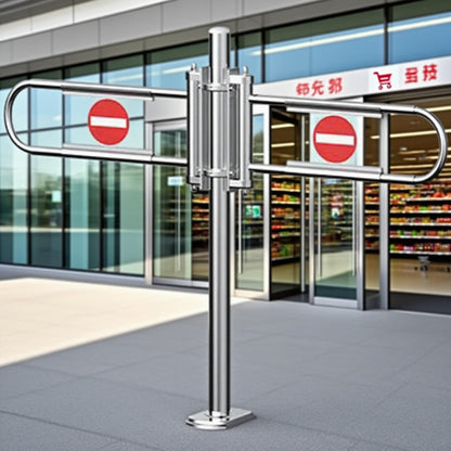 Stainless Steel Market Cashier Counter Safe Gate - ng-Loaded Automatic Swing Door for Pedestrian Access Library Use - 200x100cm Silver h