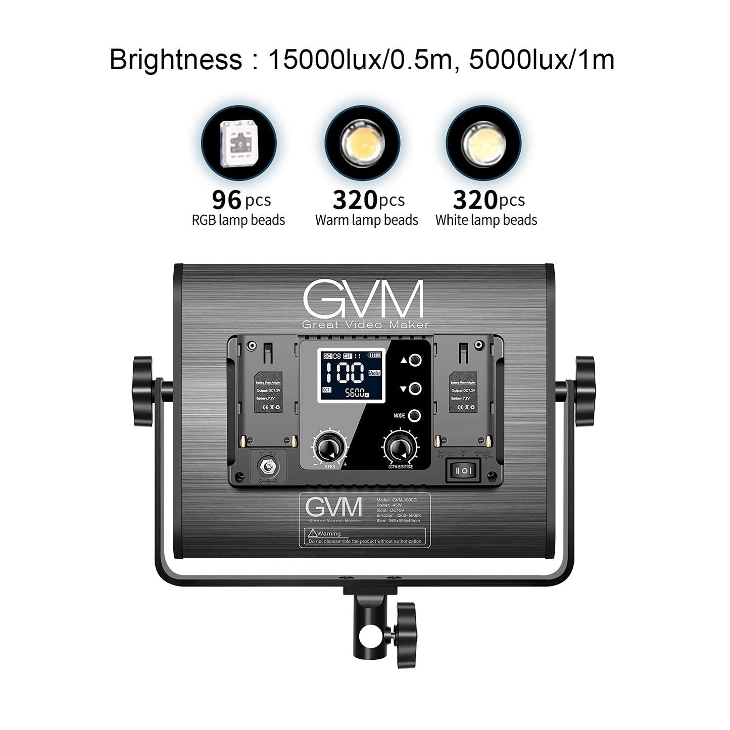 GVM RGB LED Video Light, Photography Lighting with APP Control, 1000D Video Lighting Kit for YouTube Studio, 3 Packs Led Panel Light, 3200K-5600K, 8 Kinds of The Scene Lights, CRI 97