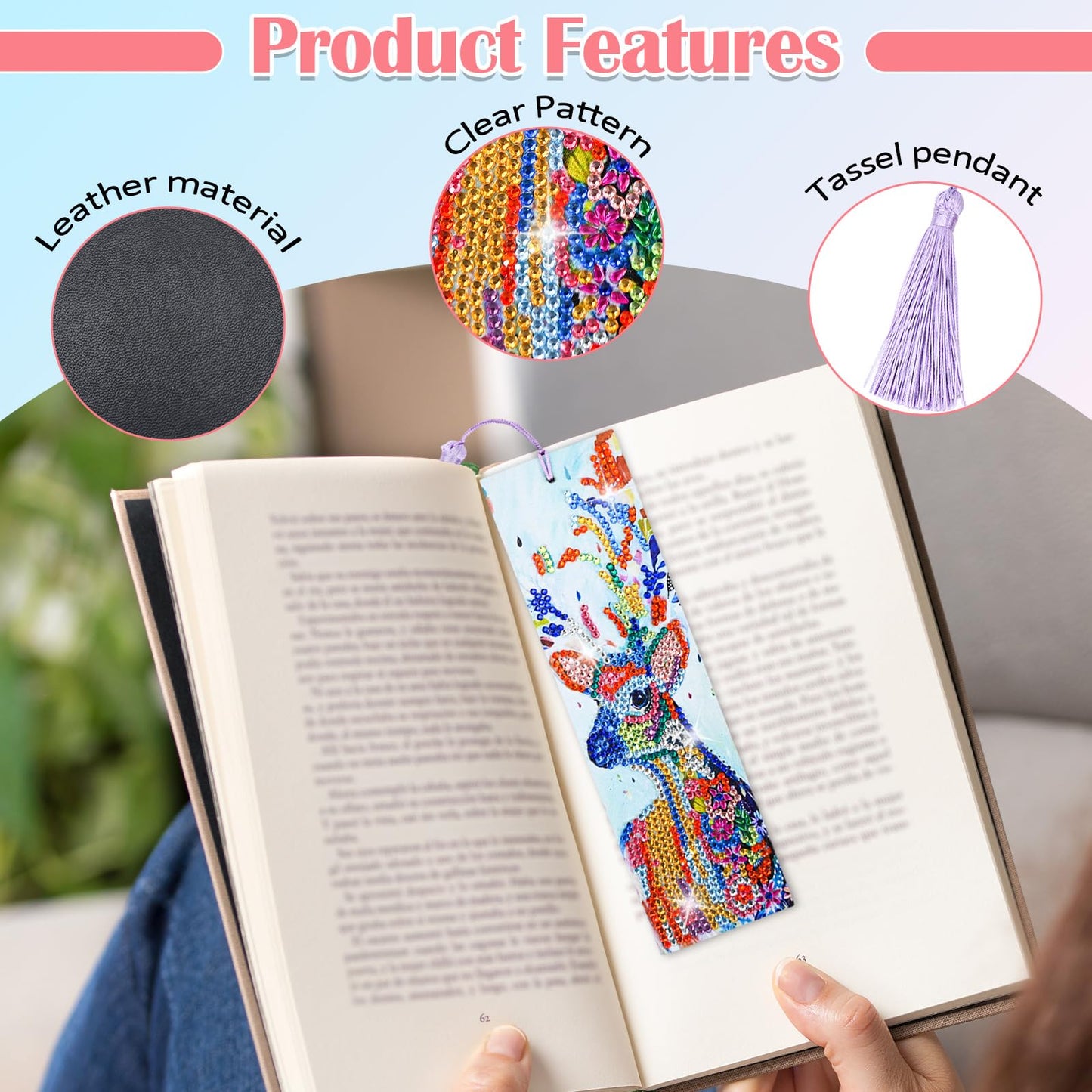 LINGFANG 6 Pcs Diamond Painting Bookmark, Animal DIY Book Makers for Adults Book Lovers, Diamond Art Beginners, Small Diamond Art Kits, Paint by Art Crafts Supplies Gift for Women Girls (Dog)