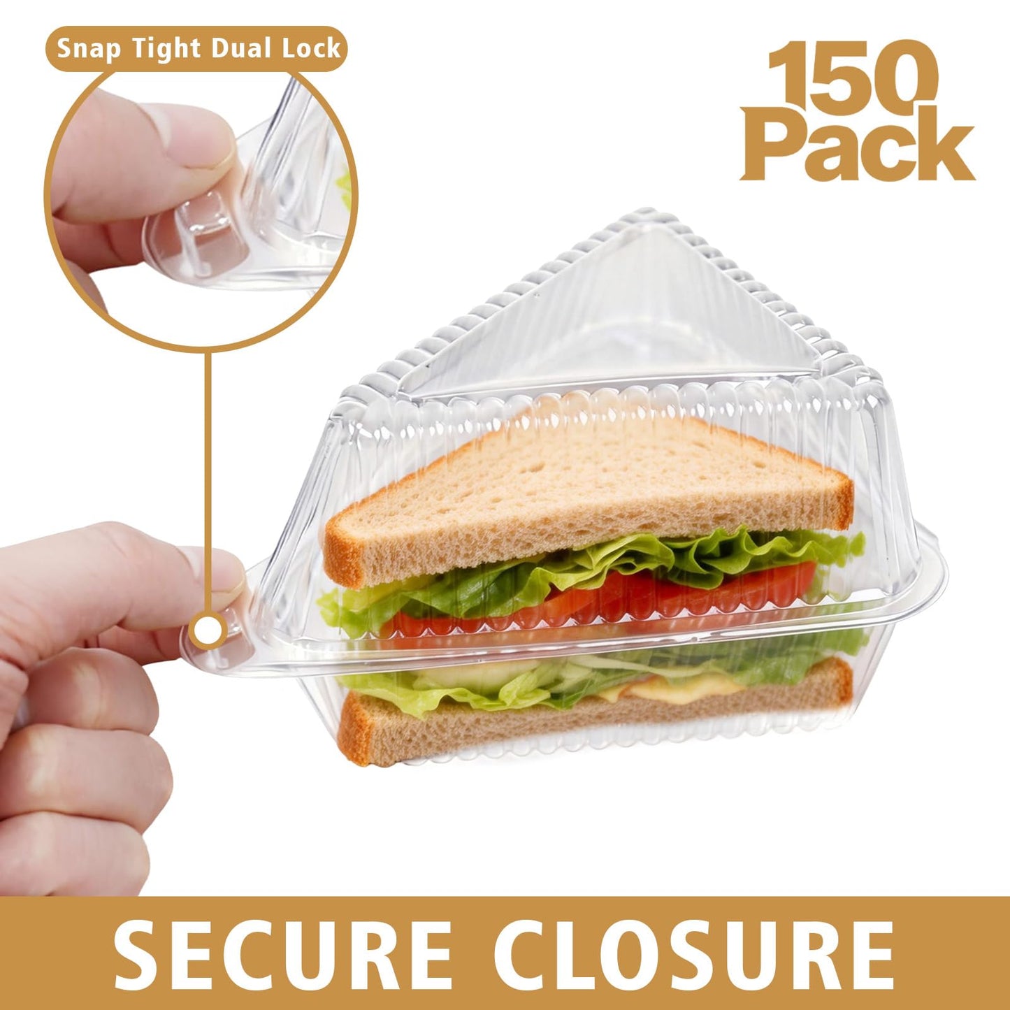 FORBFAN Cake Slice Container 150 Pack, 5 Inch Clear Disposable Bakery Box with Hinged Lid, Plastic Triangle Pie Slice Container for Cheesecake, To-Go & Takeout