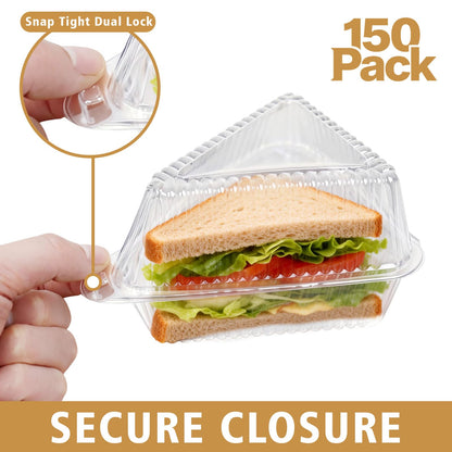 FORBFAN Cake Slice Container 150 Pack, 5 Inch Clear Disposable Bakery Box with Hinged Lid, Plastic Triangle Pie Slice Container for Cheesecake, To-Go & Takeout