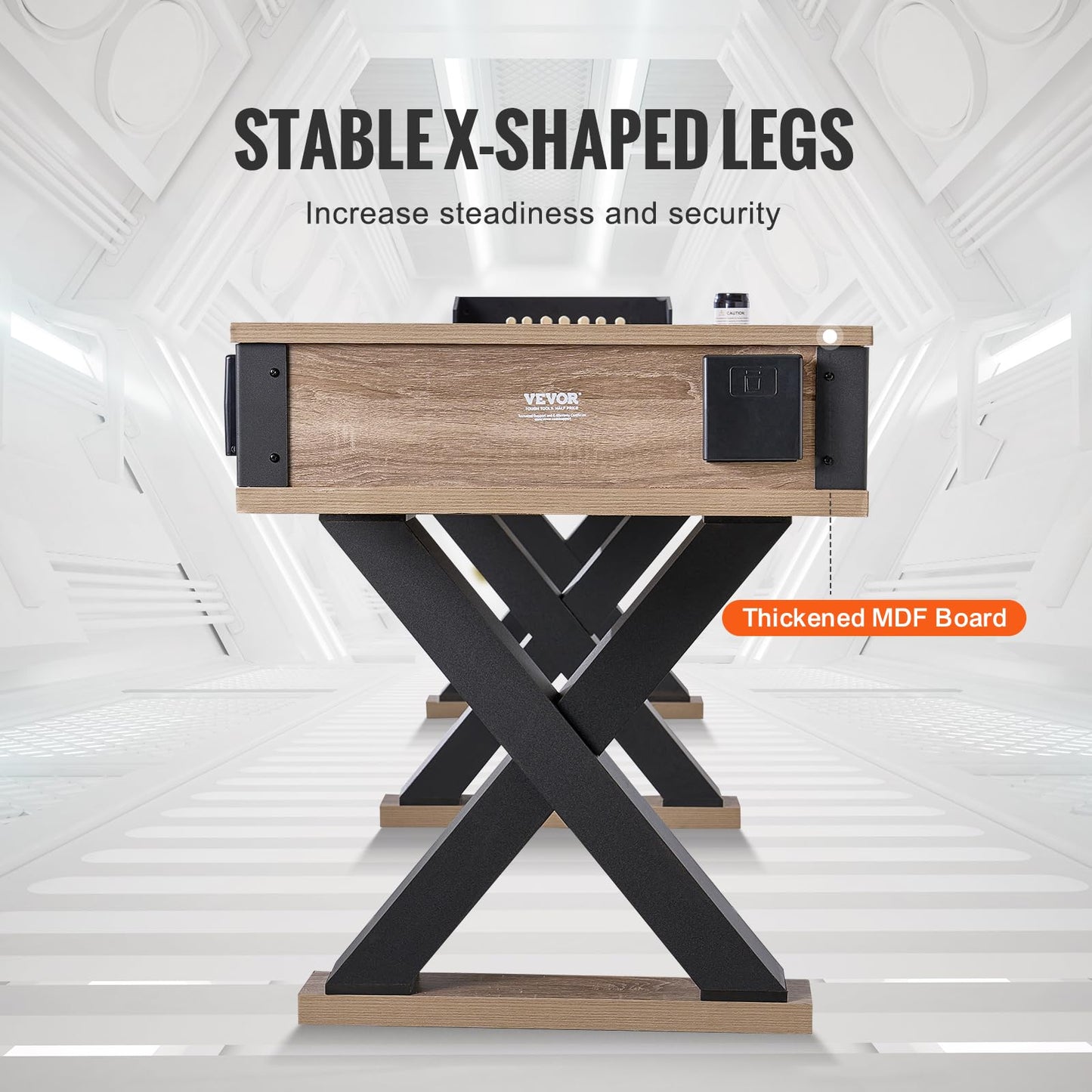 VEVOR Shuffleboard Table, 11.5 ft Shuffleboard for Family Game Rooms, 2 in 1 Shuffleboard and Bowling Combo Game Set, with Scratch-Resistant Playfield, Legs, 8 Pucks, Bowling Set, Wax, and Table Brush