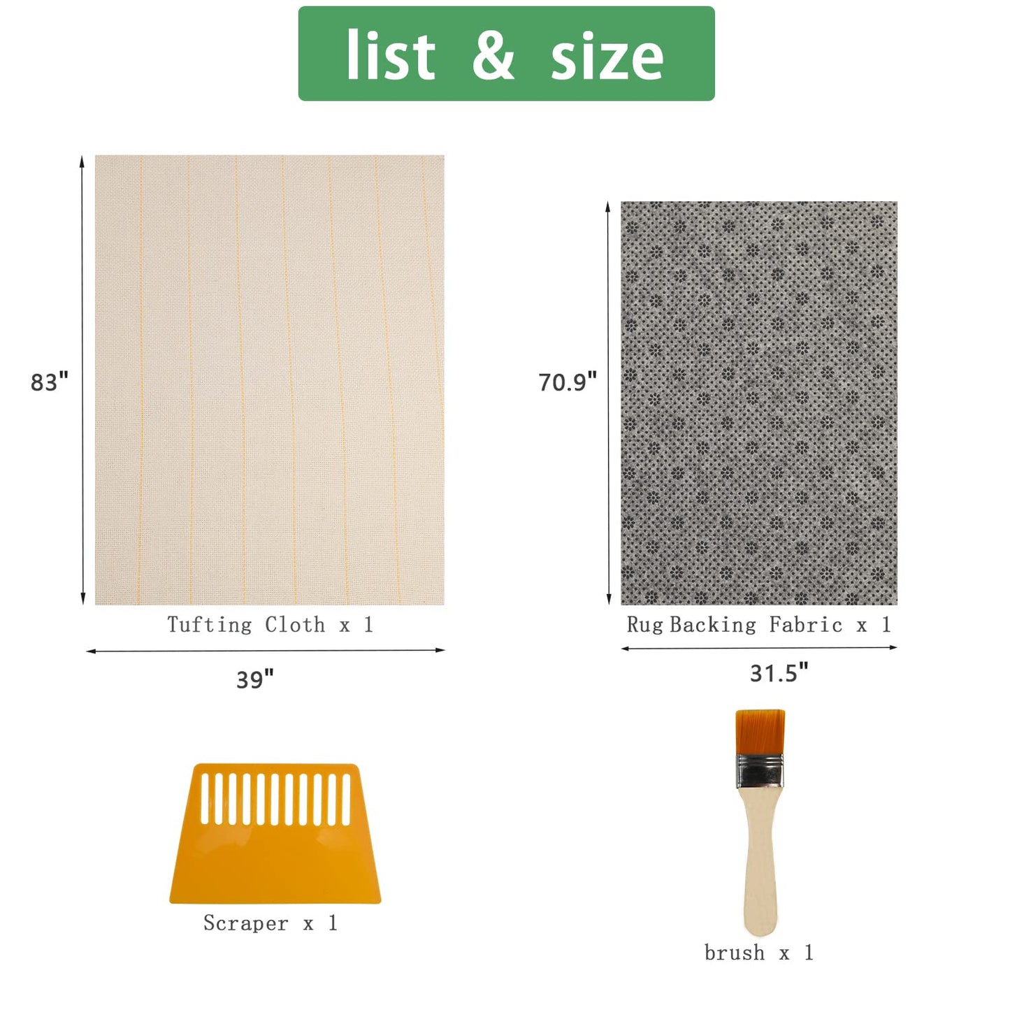 83"x39" Primary Tufting Cloth with Marked Lines, 70.9"x31.5" Tufting Rug Backing Fabric, Large Monk Cloth Kit,Rug Tufting Supplies,Rug Making Supplies