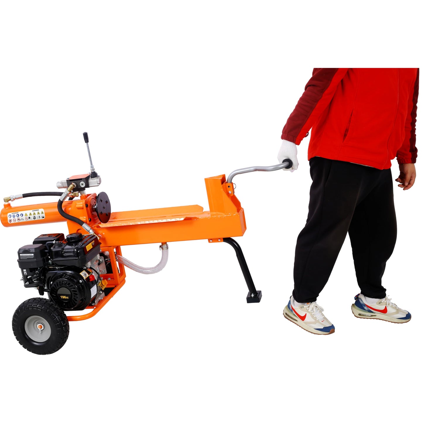 LANTRO JS 7HP Engine Log Splitter, 20 Ton Auto Return Ram System Portable Firewood Splitter, Horizontal Full Beam Steel Wedge Firewood Splitter Tool, Orange