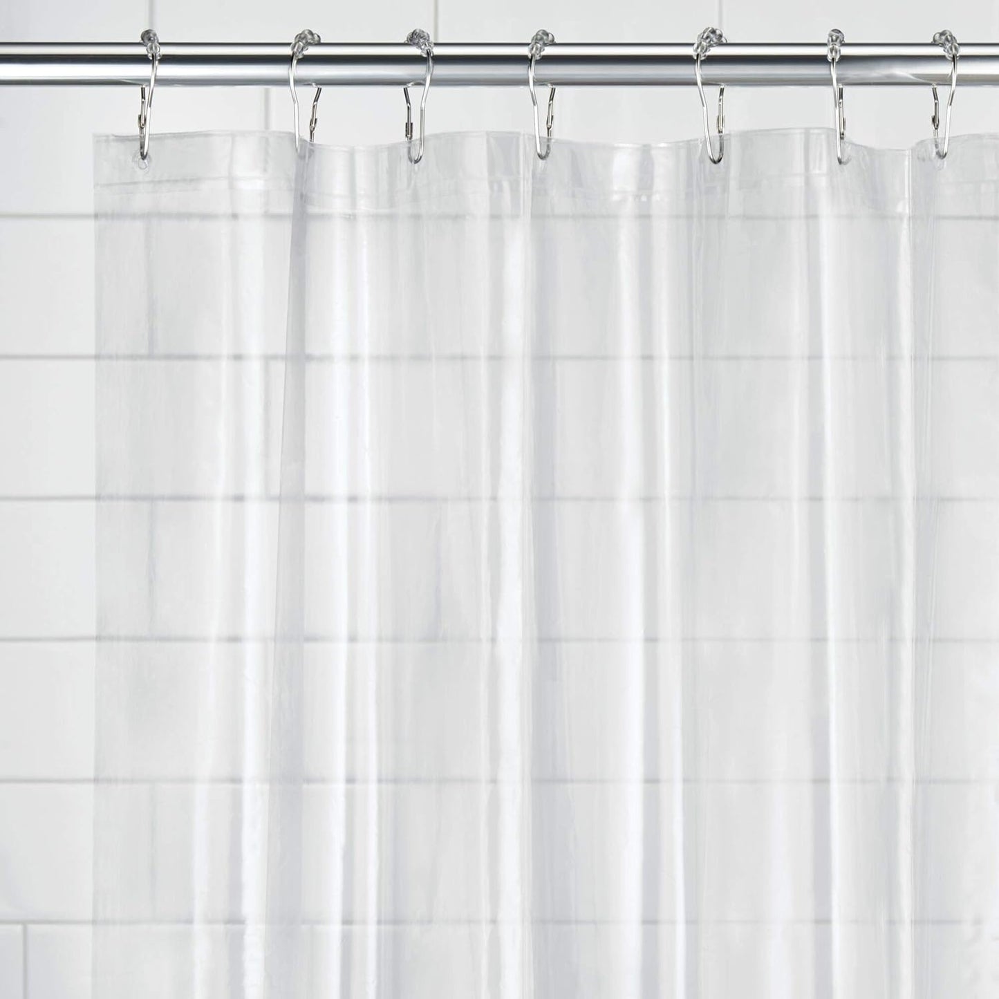 iDesign Vinyl Shower Liner, PVC-Free Curtain with Magnets, Long, Clear