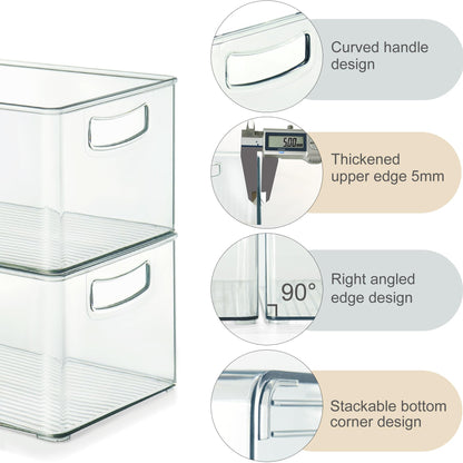 Heyuzb 8 PACK Freezer Organizer Bins Fridge Organizer Storage Stackable Deep Freezer Storage Bins with Side Handles Refrigerator Organizers and Storage Home Organization Must Haves