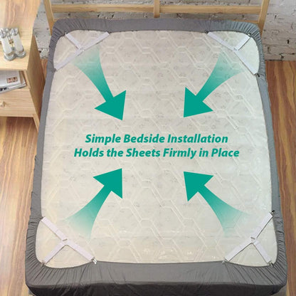 Bed Sheet Holder Straps - Fitted Sheet Keepers Fasteners, Elastic Adjustable Holders for a Wrinkle-Free Bed Sheet