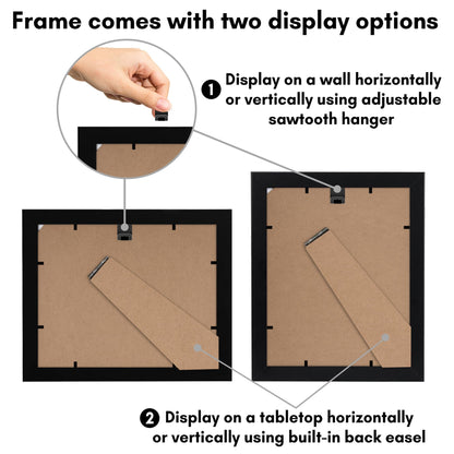 Americanflat 8x10 Picture Frame with Shatter-Resistant Glass - Set of 4 - Use as 5x7 Frame with Mat or Display 8x10 Photo Without Mat - Signature Collection - Photo Frames for Tabletop or Wall - Black