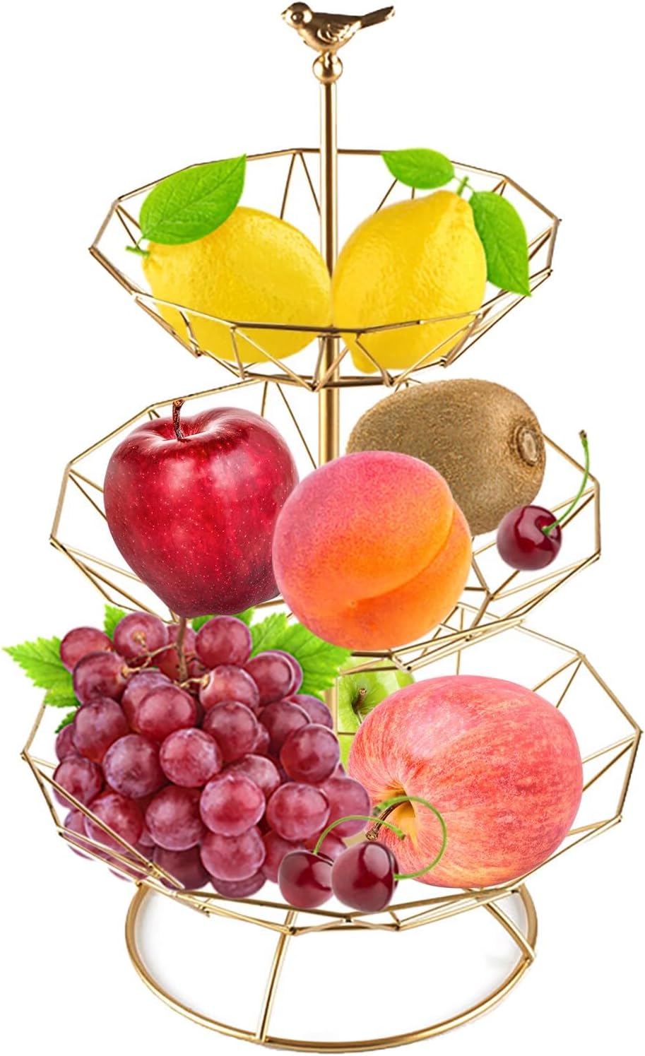 Wrought Iron 3 Tier Fruit Tray, Serving Tray for Fruits, Desserts, Candy Buffet Plates for Family Dinner