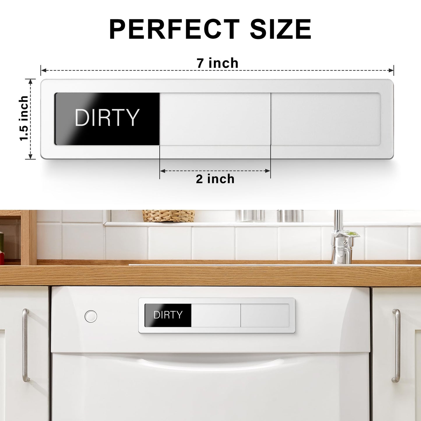 Dishwasher Magnet Clean Dirty Sign, 3 Options with Running Options, Brushed Gold Dishwasher Magnet Easy to Switch, Residue Free Adhesive Included