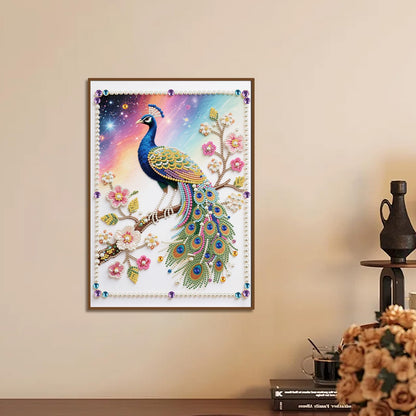 WSLWXSHM Pearl Diamond Painting Kits for Adults Peacock, 5D Special Shape Diamond Art Kits for Beginners, Crystal Rhinestones Diamond Painting for Home Wall Decoration Gift 12×16inch/30×40cm Animal