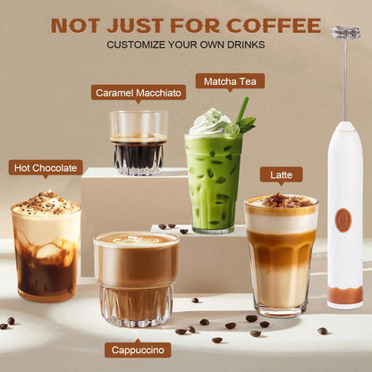 Milk Frother Handheld Rechargeable,Hand Mixer Electric Whisk with 2 Speeds,Drink Mixer Coffee Frother With 2 Stainless Steel Whisks for Coffee, Matcha, Lattes, Cappuccino,Egg,No Stand
