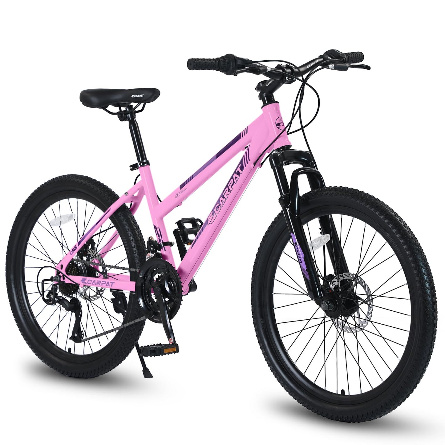 Ecarpat Women's Mountain Bike 24/26 Inch Wheels, 21-Speed Trail Commuter City Mountain Bikes, 15"/17" Carbon Steel Frame Female Bicycles Disc Brakes Front Fork