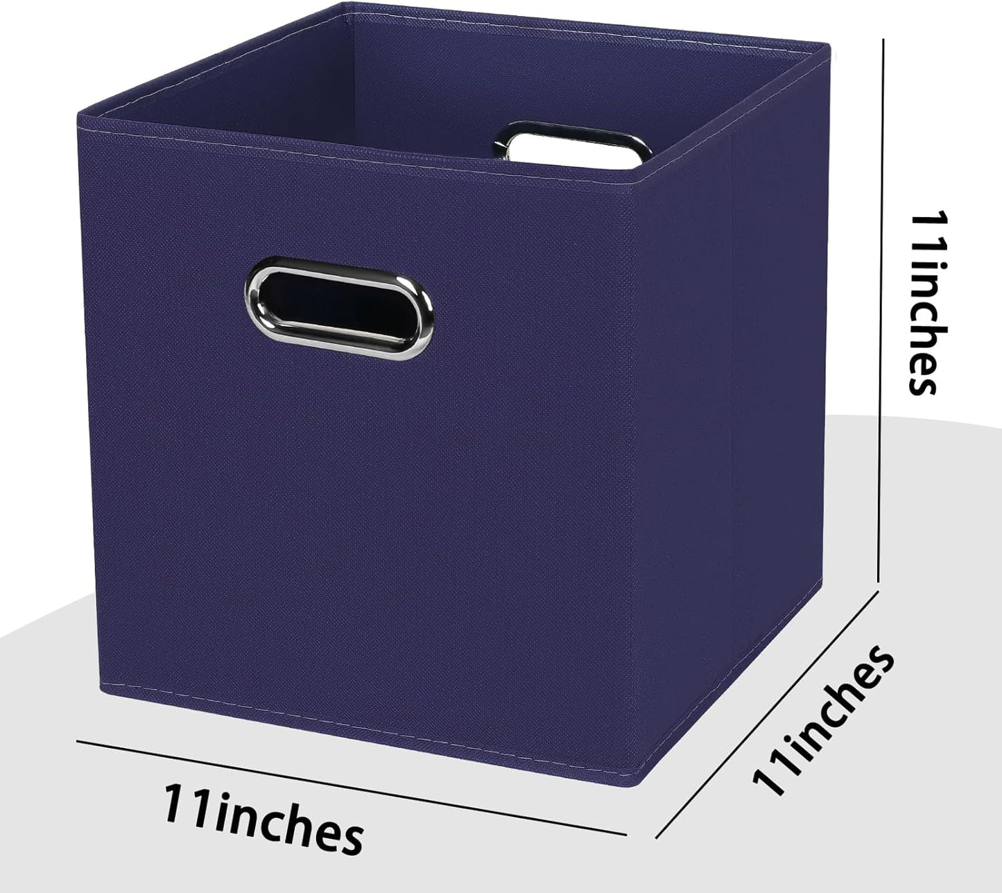 Black Foldable Storage Cubes Bins, Fabric Storage Box Organizer with Dual Handles, Navy Blue