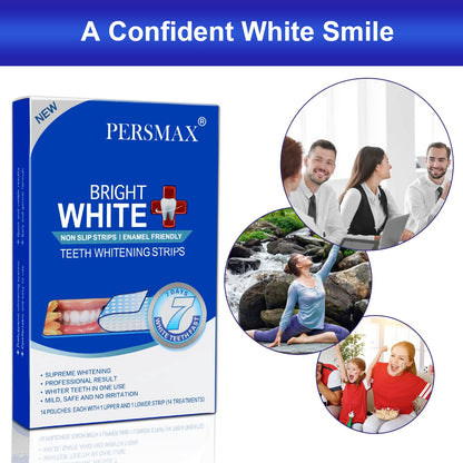 PERSMAX Teeth Whitening Strips for Teeth Sensitive, Non-Slip Enamel-Safe Strips, Professional and Safe Teeth whitening Strips, for Smoking/Coffee/Soda/Wine Stain, 28 Strips 14 Treatments (Mint)