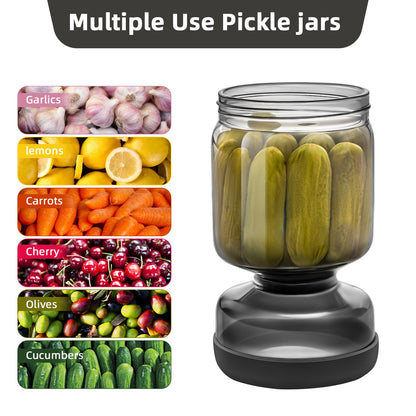 WhiteRhino Pickle Jar with Strainer Flip,34oz Pickle Container Pickle and Olive Hourglass Jar,Glass Flip Pickle Jar Juice Separator Jar with Airtight Lid for Jalapeno Gherkin