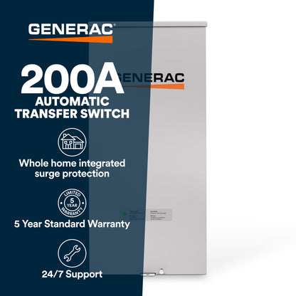 Generac Automatic Transfer Switch, 200A Service Entrance with Surge Protection