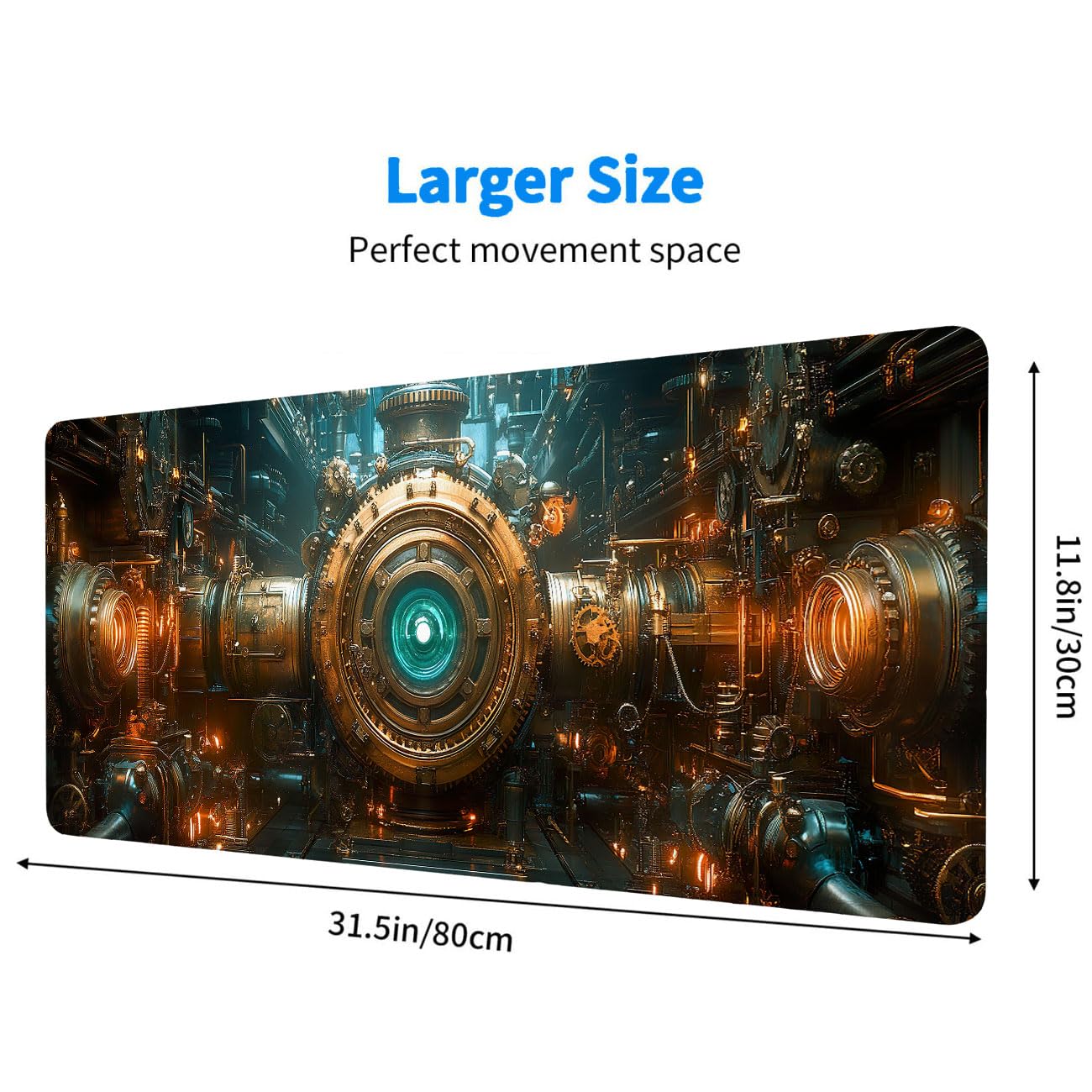 Steampunk Large Mouse Pad Industry Gear Precision Mousepad XL Large Gaming Mouse Pad Laptop Keyboard Mat Desk Pad Ideal for Office, Home, or Remote Work 31.5x11.8 Inch