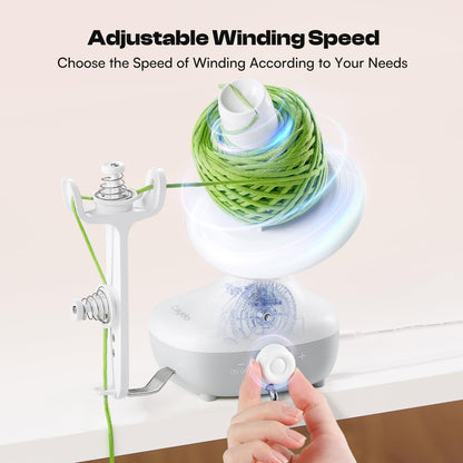 Caydo Electric Yarn Winder, Automatic Yarn Cake Winder with Dual Tension Spring Stepless Speed, Compact 7oz Portable Yarn Winder for Crocheting, Ideal Gift for Crochet & Knitting Lovers(White)