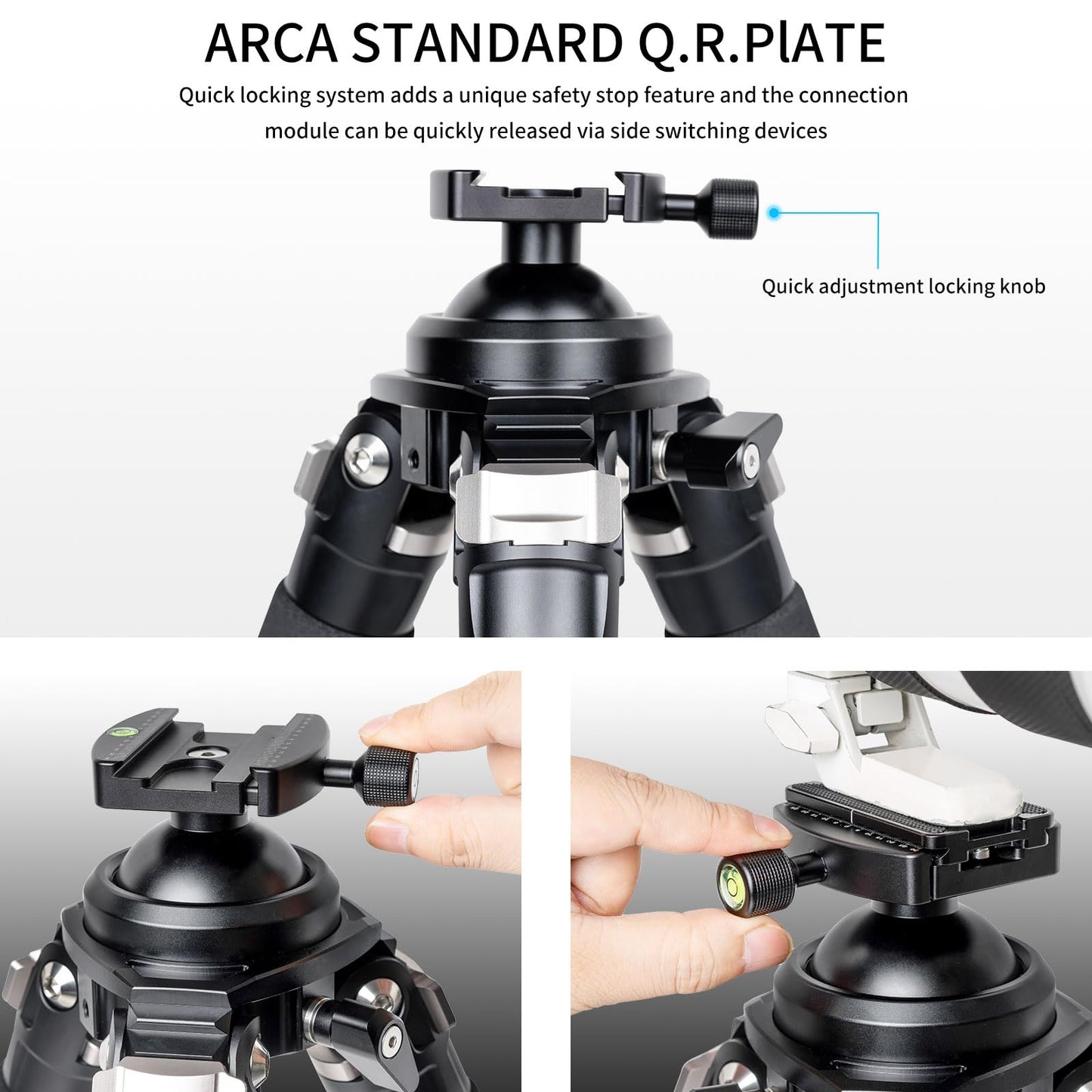 INNOREL Carbon Fiber Tripod for Hunting, 360° Large Ball Head(2.17"), with Arca Swiss Dovetail Mount, 70" Hevy Duty Stable Tripod for Photography and Outdoors, Max Load 77lb/35kg, P364C
