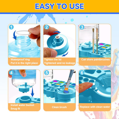 JEChrochen 2026 Upgraded Paint Brush Cleaner Tool,Brush Rinser Cup Painting Running Water Circulation Art Supplies for Acrylic,Watercolor and Water Based Creative Gift for Adult Artist Beginners Kids