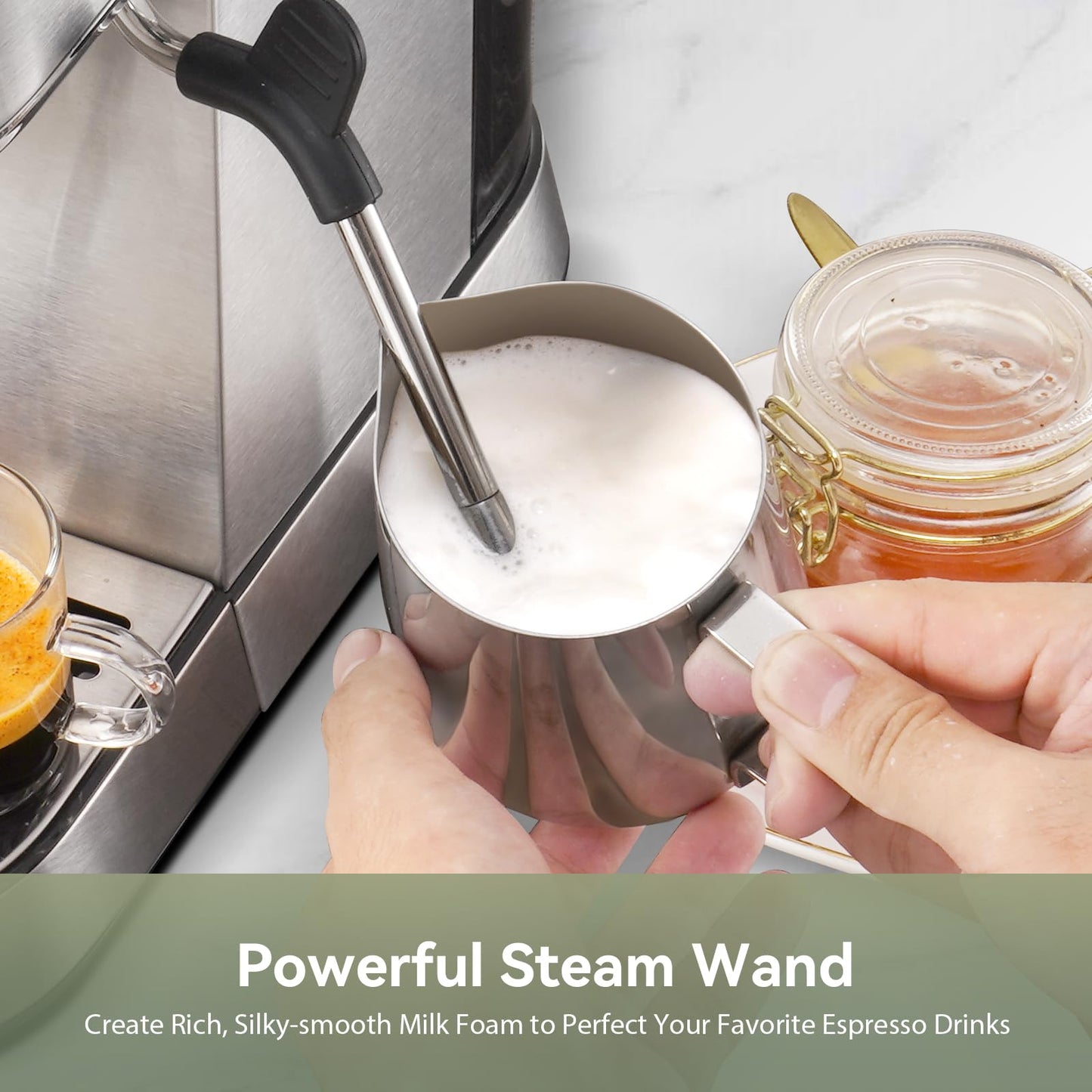 Gevi Commercial Espresso and Coffee Makers, Professional 20 Bar Espresso Maker with Milk Frother, Stainless Steel Expresso Coffee Machines for Home, Compact Cappuccino Machine, Great Gift