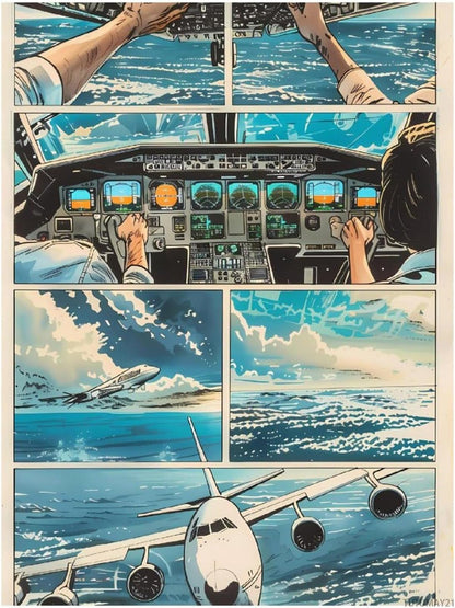 TUTUMAY21 Diamond Art Kits for Adults 5D Frameless Comic Airplane Cockpit Illustration Diamond Painting Kits for Adults Beginner, Round Diamond Kits for Home Wall Decor 12x16 inch