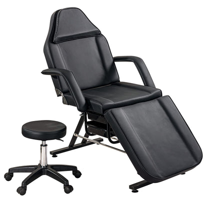 Anzios Massage Salon Tattoo Chair with Two Trays Esthetician Bed with Hydraulic Stool, Multi-Purpose 3-Section Facial Bed Table, Adjustable Beauty Barber Spa Beauty Equipment