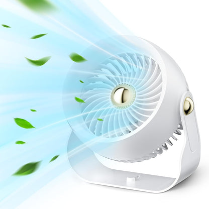 CIVPOWER Desk Fan, Rechargeable Air Circulator with 6000mAh Battery, 4 Speeds, 270° Adjustable Quiet Fan for