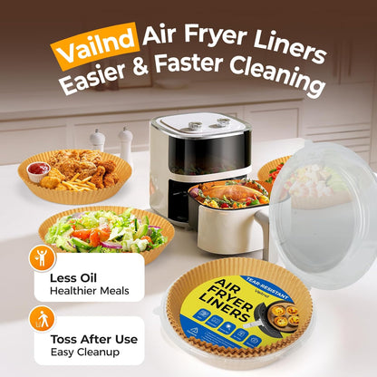 Ninja Air Fryer Liners - 205 PCS Heavy-Duty Disposable Parchment Paper | 8" Round, Oil-Proof & Non-Stick