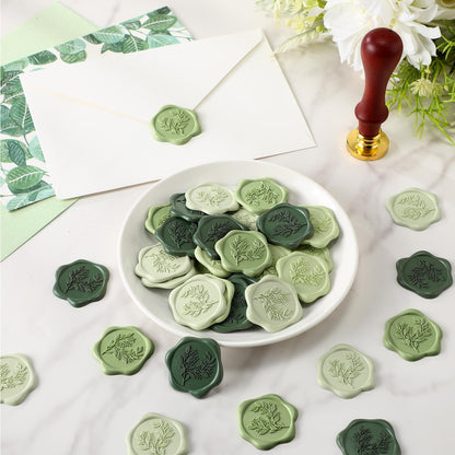 Conelist 50 Pcs Sage Green Wax Seal Stickers for Wedding Invitation Envelope Eucalyptus Self-Adhesive Stickers for Invitation Cards, Gift Wrapping, Party Menu Decor