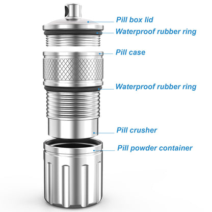 MEECN Pill Crusher & Cases, Medicine to Fine Powder, Stainless Steel Crushes Pills, Waterproof (Vitamin Crusher)