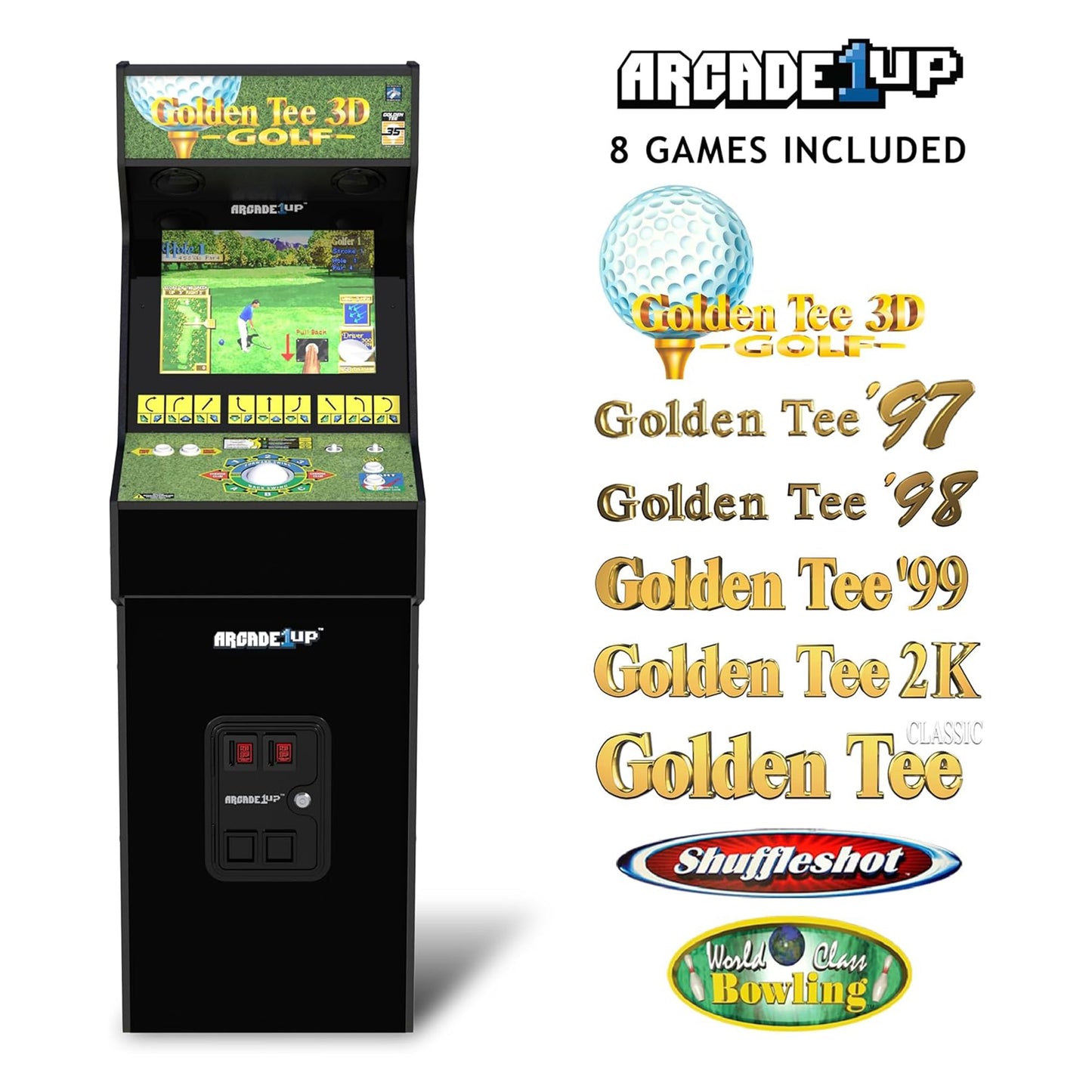 ARCADE1UP Golden Tee 3D Deluxe Arcade Machine, Built for Your Home, Over 5-Foot-Tall Cabinet with 8 Classic Games