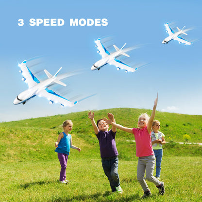 4DRC Remote Control Airplane for Kids Boys Adults, G2 Remote Control Plane Jet for Beginners Adult, Ready to Fly Airplane with One Key Aerobatic LED Light, RC Plane for Kids, 2 Battery