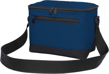 BuyAgain Navy Blue Lunch Bag, 600D Poly Small 6 Can Insulated Reusable Cooler Bag with PEVA Water-resistant Lining