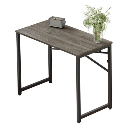 EMODA 40 inch Folding Desk No Assembly Required Home Office Desk Study Writing Gaming Computer Table, Black Oak