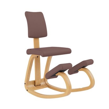 Varier Variable Plus Kneeling Chair with Backrest Brown/Mocha - Ergonomic Office Chair in Scandinavian Design, Active Sitting and Comfort