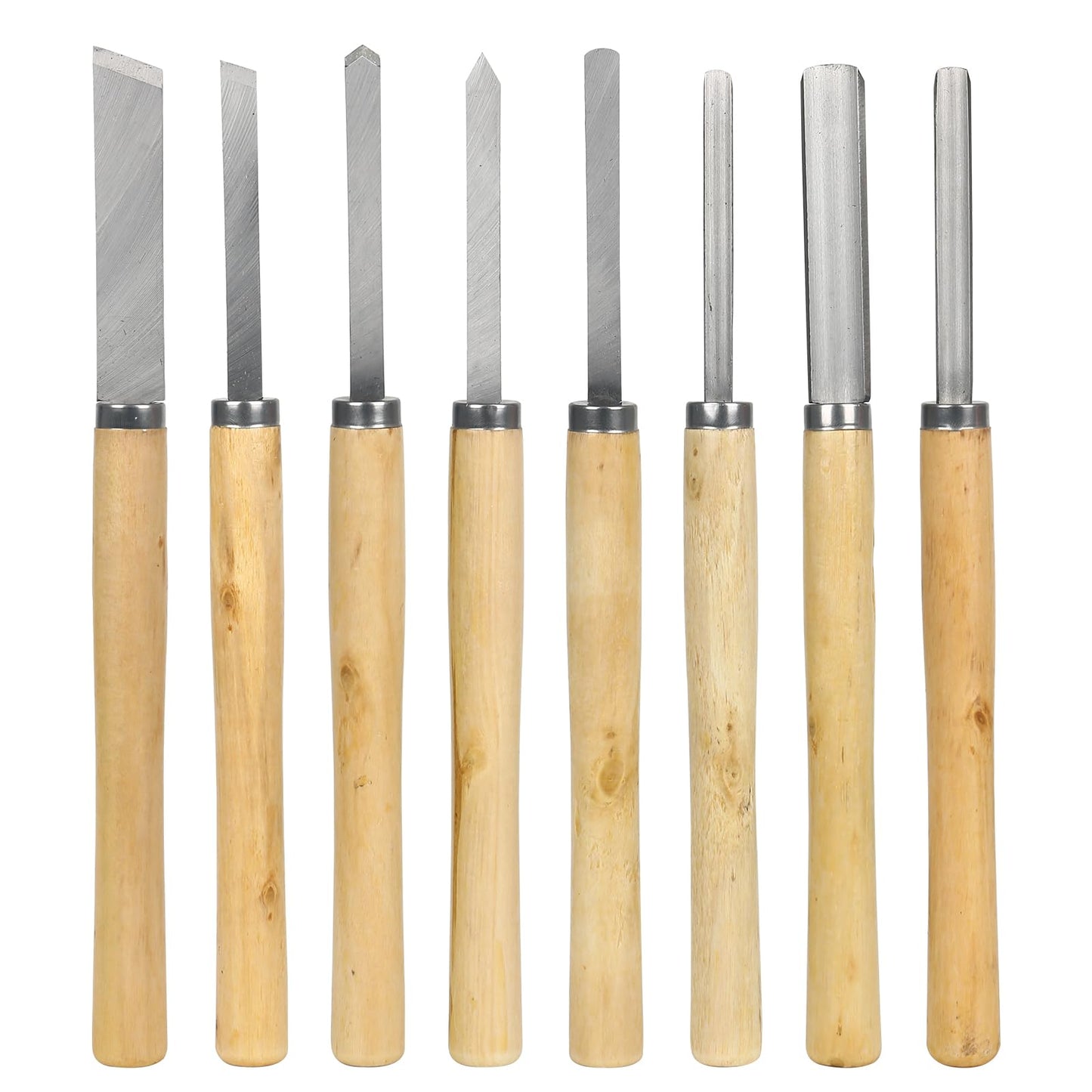 8Pcs Wood Lathe Tools, Professional Wood Turning Tools for Lathe Chisel Set with 2 Skew 1 Spear Point 1 Parting 1 Round Nose 3 Gouge Tools for Beginners Professionals Hobbyists
