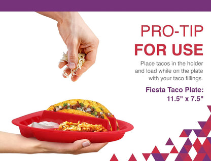 Fiesta Taco Plate - Arrow Home Products 12 Pack, BPA Free Plastic, Includes 3 Taco Holders