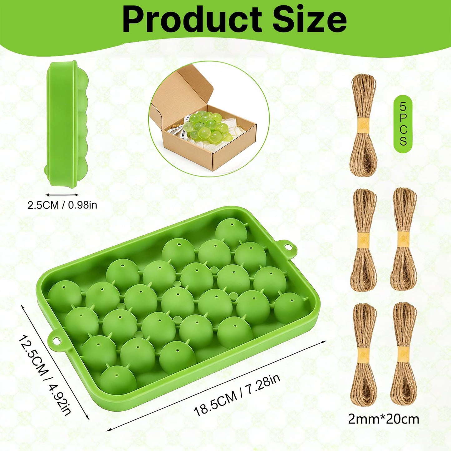 Moccool 2-Pack Grape-Shaped Silicone Soap Molds, 7.3 x 4.9 x 1.0 Inch Flexible Non-Stick Tray for DIY Handmade Soap and Crafting, Green