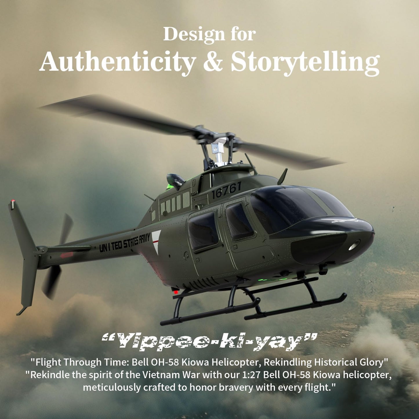Carmanon Ultra-high Simulated RC Helicopter - 27:1 Scale Model Collectable Remote Control Helicopter with Auto-Hover for Adults, Beginners, Bell OH-58