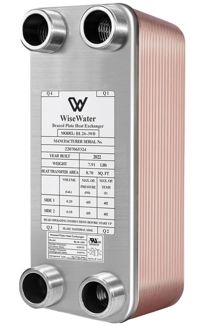 AB Plate Heat Exchanger, 4"x12" 30 Plates Water To Water Heat Exchanger, Copper/SS316L Stainless Steel Brazed Plate Heat Exchanger For Floor Heating, Water Heating, Snow Melting