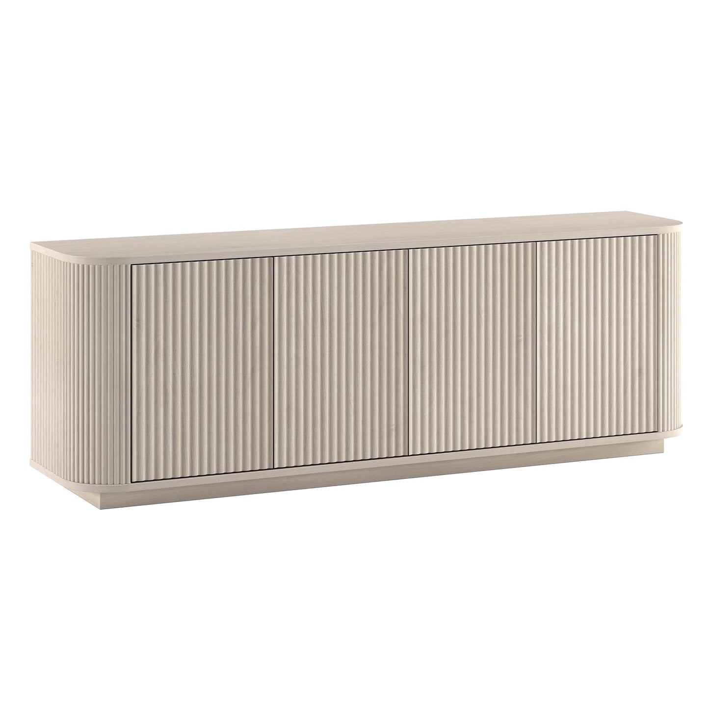 Henn&Hart Fluted TV Stand for TVs up to 75" with 2 Storage Cabinets with an Adjustable Shelf for Living Room, Family Room, or Office, Beech White