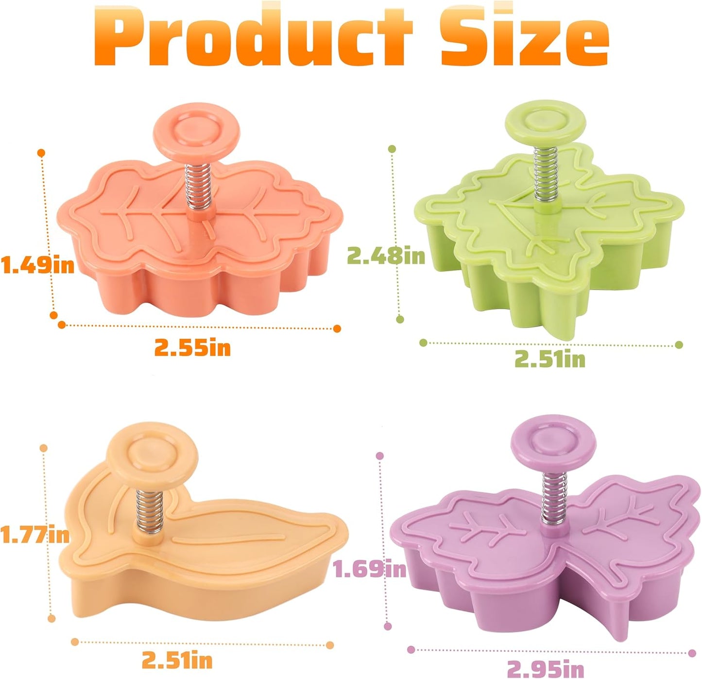 Yunko Cake Leaves Baking Pie Crust Cookie Cutters, Set of 4