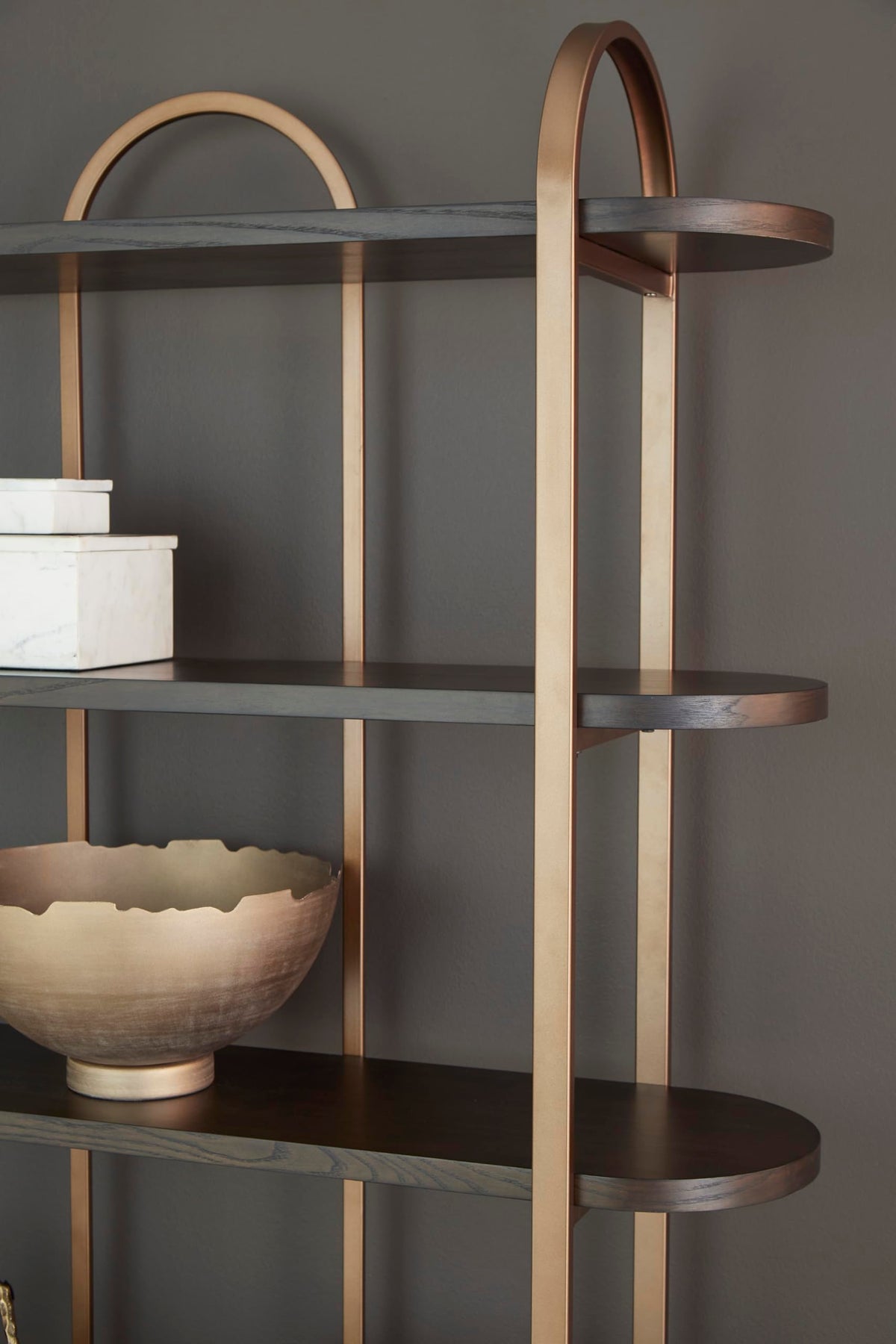 Signature Design by Ashley Brentmour 72" H Bookcase, Metallic & Dark Brown