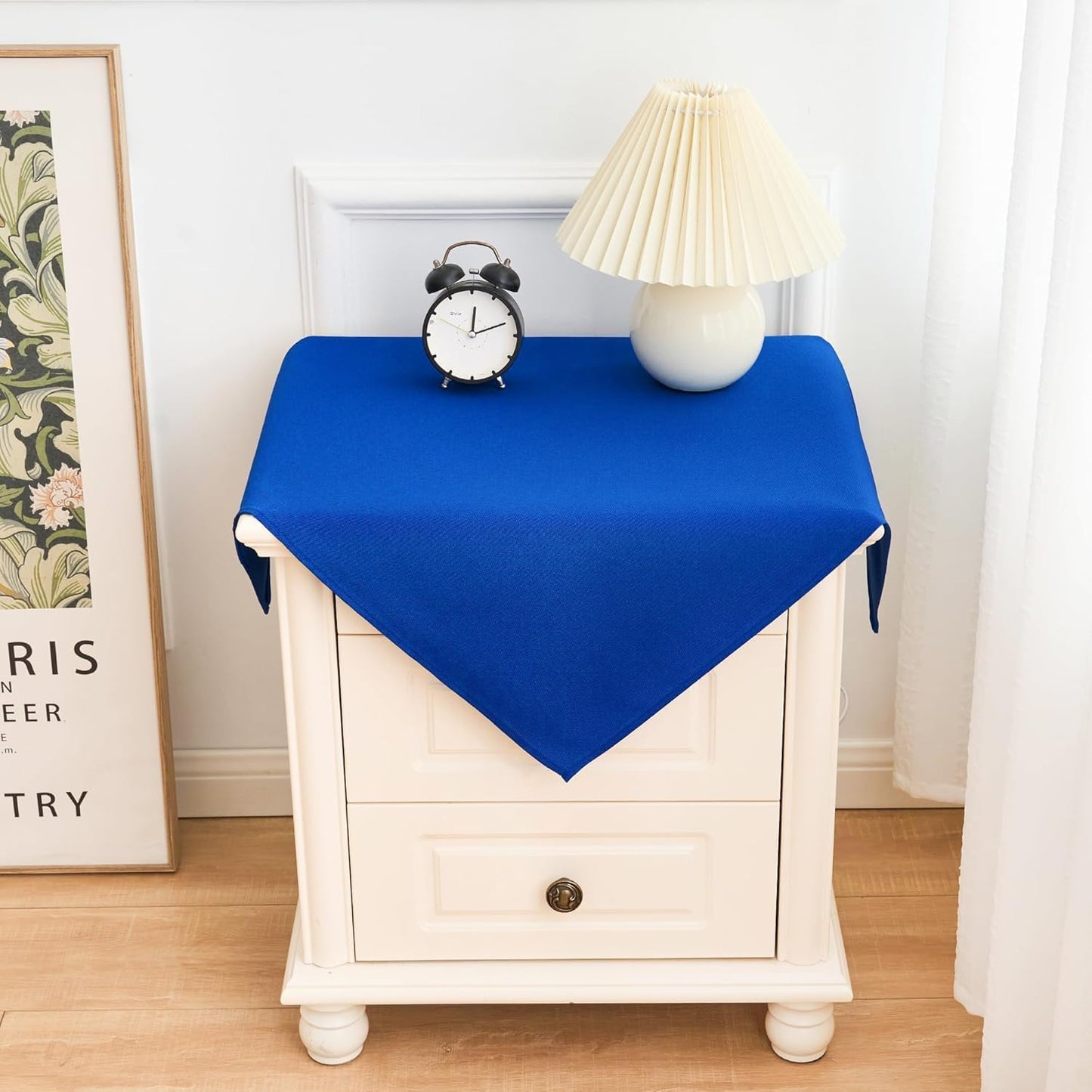 2 Pack 24X24 Inch Small Square Table Cloth Royal Blue Tablecloth Washable Polyester Solid Table Cover for Night Stand