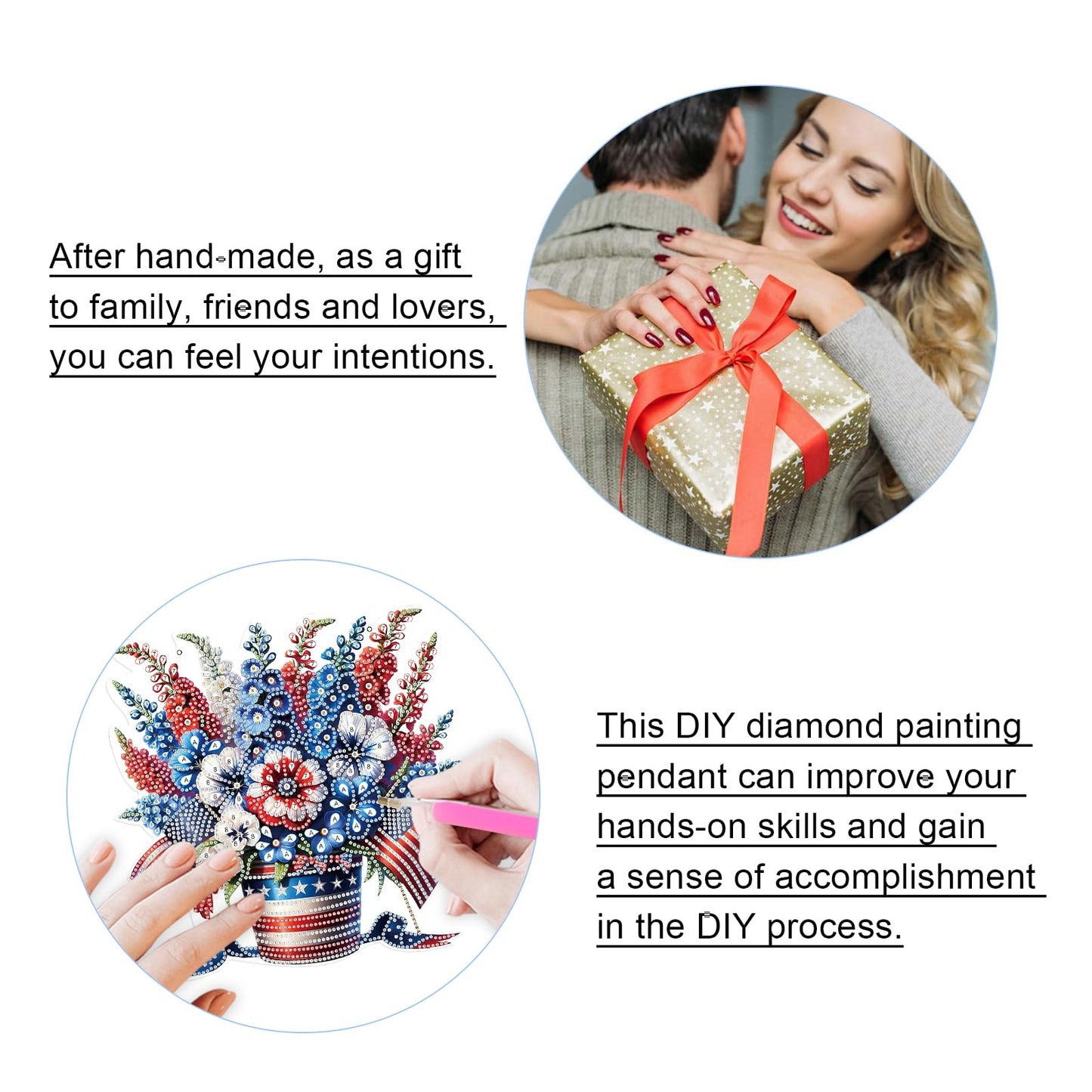JISHSHAY Diamond Painting Hanging American Flag Diamond Art Pendant Vase Gem Art Wind Chimes Flower Gem Painting Hanging Pendant Mosaic Kits for Adults Windchimes Embroidery Kit Suncatchers