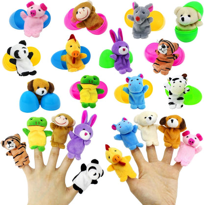 12PCS Filled Easter Eggs with Animal Finger Puppets Inside, Prefilled Easter Eggs for Easter Eggs Hunt, Easter Basket