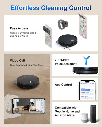 ECOVACS DEEBOT T50 Omni Robot Vacuum & Mop, 15,000Pa Suction, 3.19" Ultra-Slim, ZeroTangle 2.0, TruEdge Cleaning, AIVI 3D Navigation, Self-Emptying & Auto Mop Wash/Dry